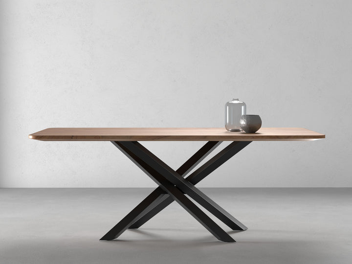 6-8 Seater dining table, solid acacia wood and steel