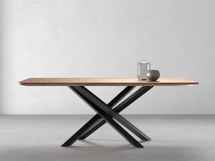 6-8 Seater dining table, solid acacia wood and steel