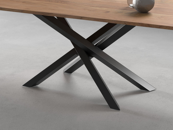 6-8 Seater dining table, solid acacia wood and steel