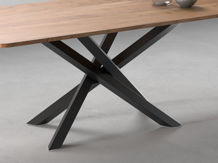 6-8 Seater dining table, solid acacia wood and steel
