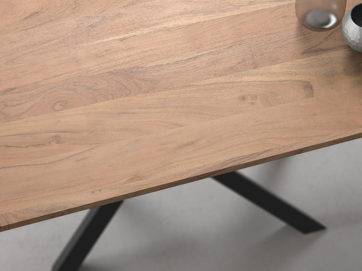 6-8 Seater dining table, solid acacia wood and steel