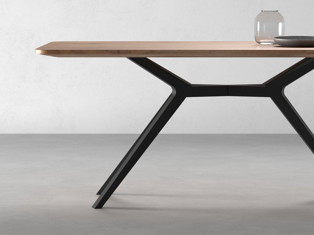 6 Seater dining table, solid acacia wood and steel