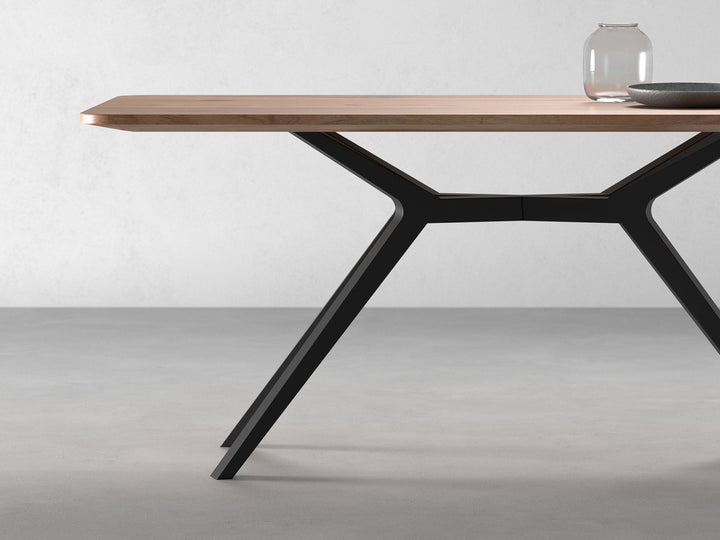 6 Seater dining table, solid acacia wood and steel