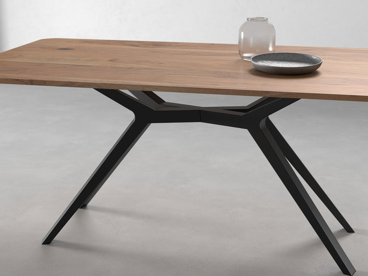 6 Seater dining table, solid acacia wood and steel