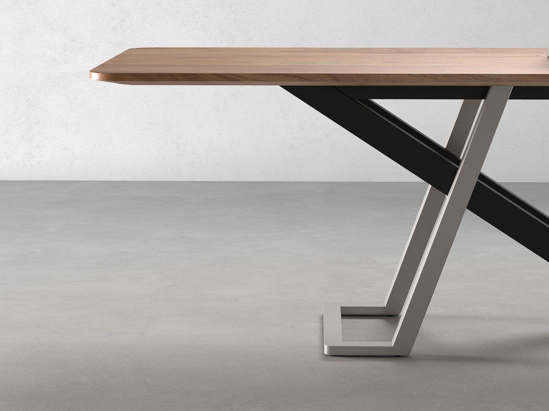 6 Seater dining table, solid acacia wood and steel
