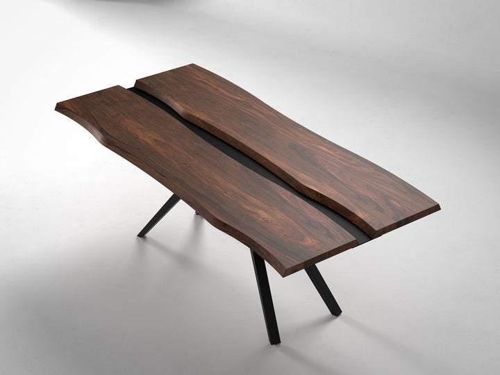 6 Seater dining table, solid sheesham wood and steel