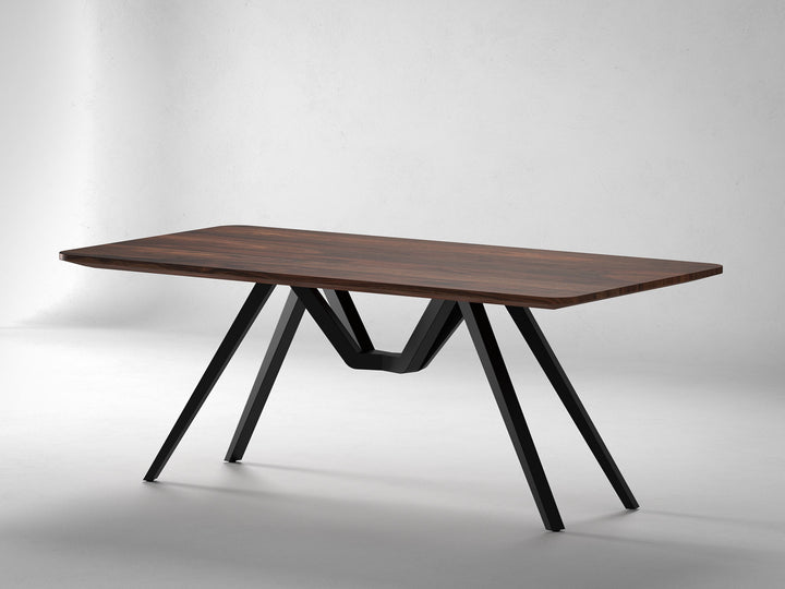 6 Seater dining table, solid sheesham wood and steel