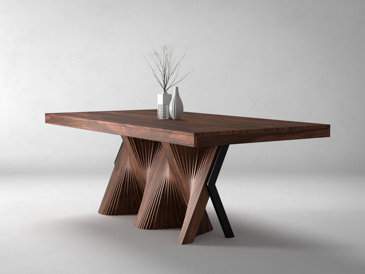 6-8 Seater dining table, solid sheesham wood and steel