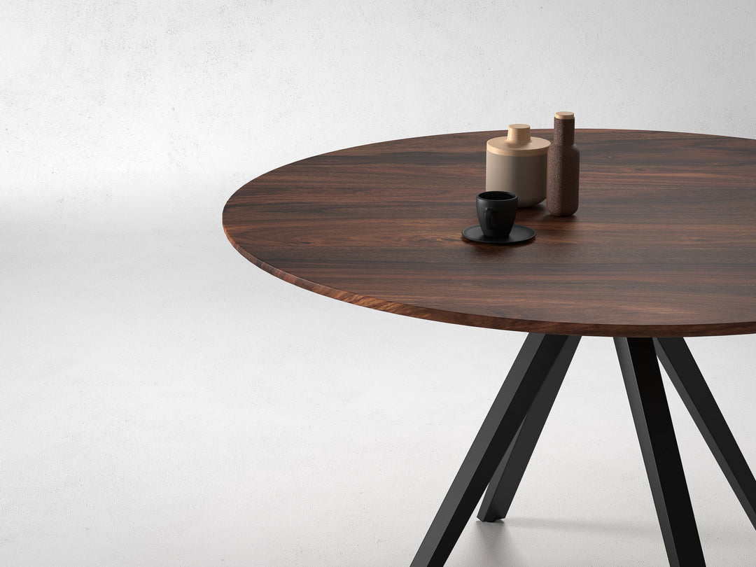 6 Seater dining table, solid sheesham wood and steel