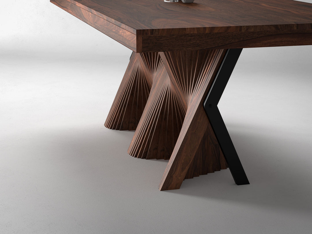 6-8 Seater dining table, solid sheesham wood and steel