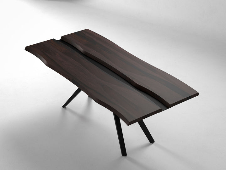 6 Seater dining table, solid sheesham wood and steel