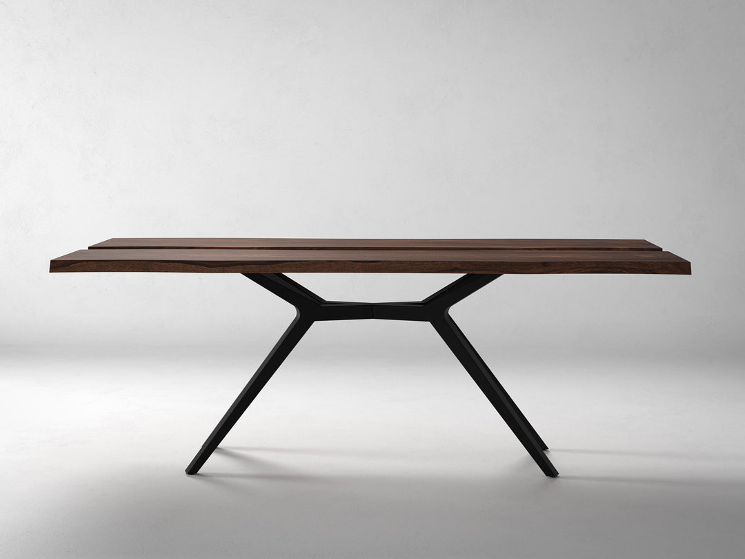 6 Seater dining table, solid sheesham wood and steel