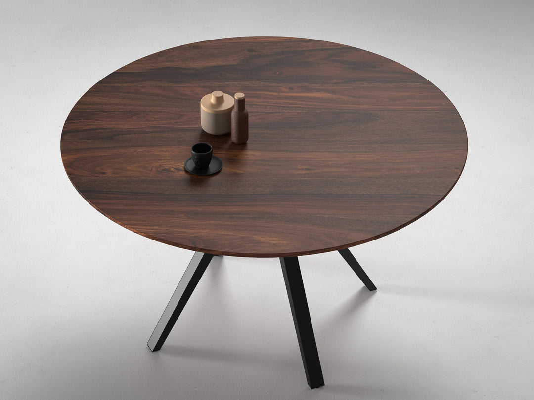 6 Seater dining table, solid sheesham wood and steel