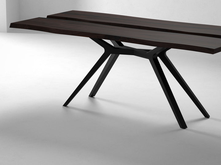 6 Seater dining table, solid sheesham wood and steel