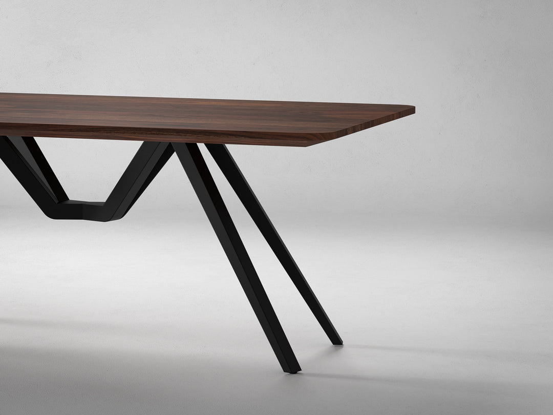 6 Seater dining table, solid sheesham wood and steel