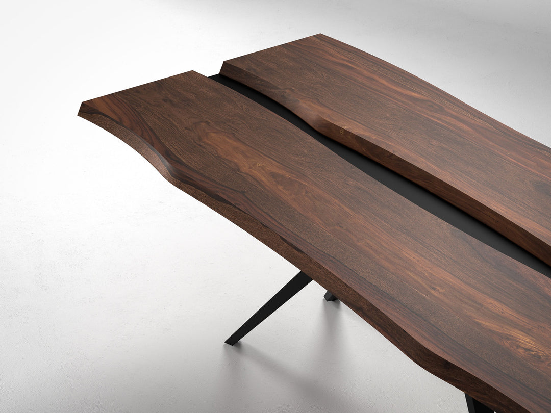 6 Seater dining table, solid sheesham wood and steel