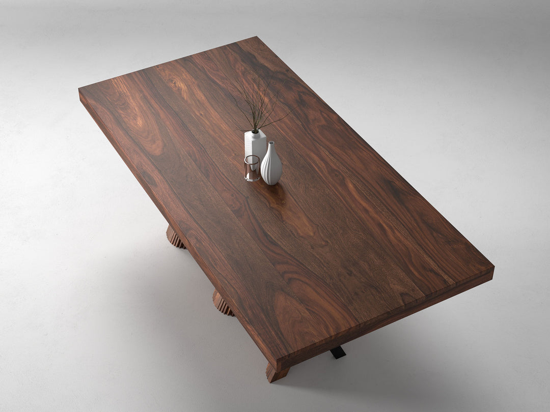 6-8 Seater dining table, solid sheesham wood and steel