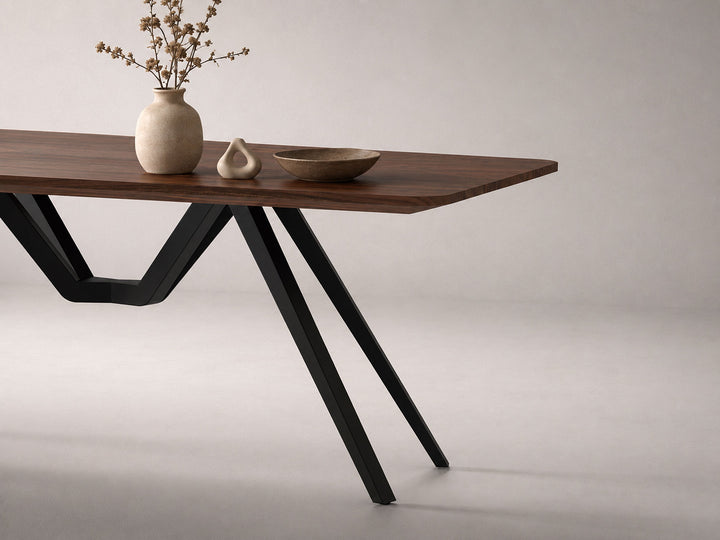 6 Seater dining table, solid sheesham wood and steel