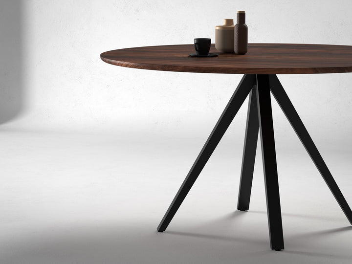 6 Seater dining table, solid sheesham wood and steel