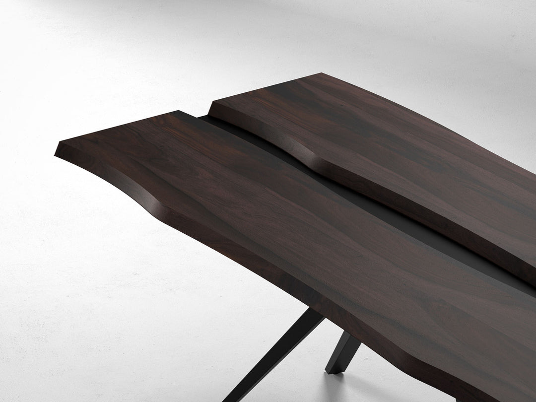 6 Seater dining table, solid sheesham wood and steel