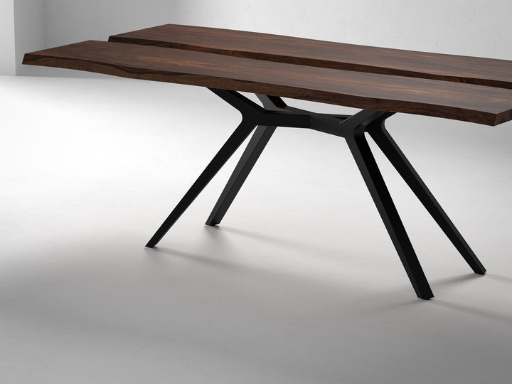 6 Seater dining table, solid sheesham wood and steel