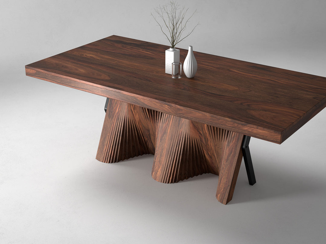 6-8 Seater dining table, solid sheesham wood and steel