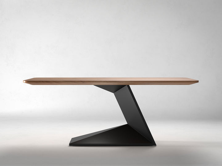 6-8 Seater dining table, solid acacia wood and steel