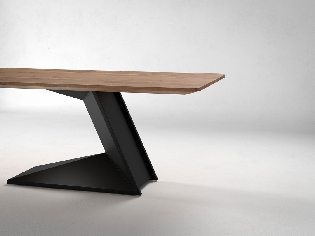 6-8 Seater dining table, solid acacia wood and steel