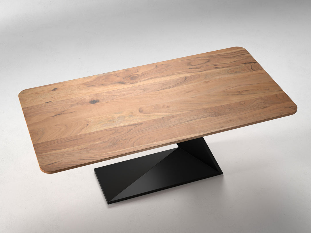 6-8 Seater dining table, solid acacia wood and steel