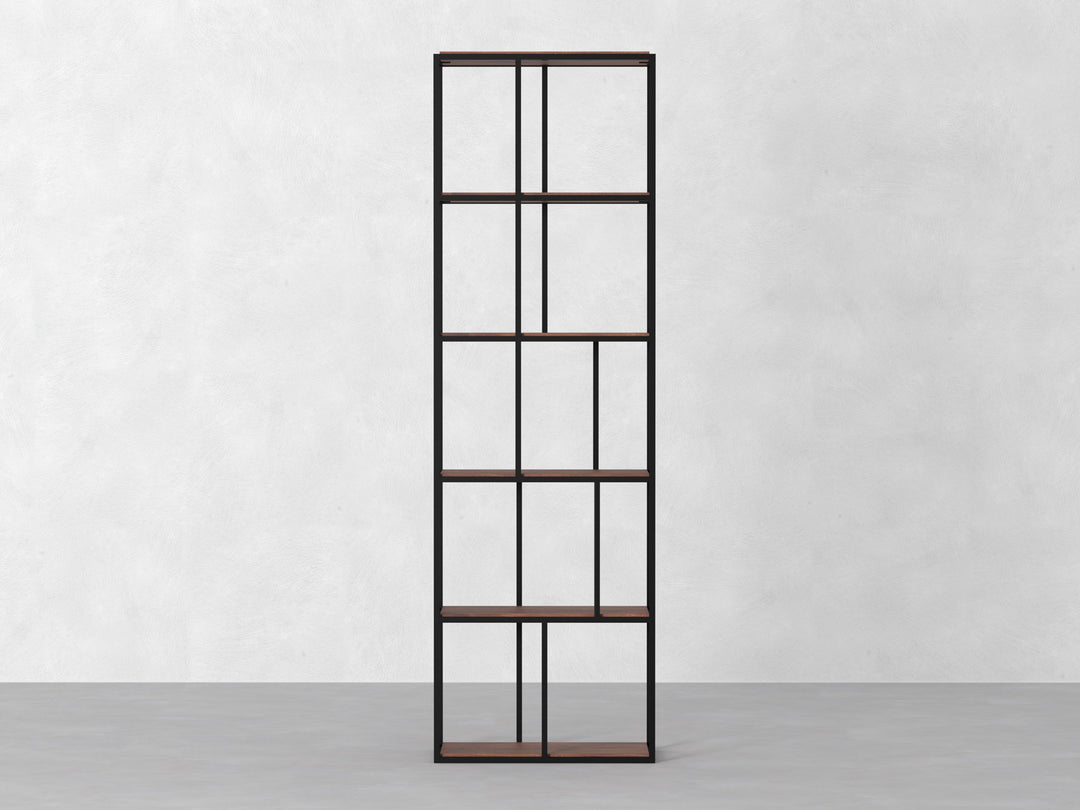 Bookshelf made of solid mango wood and carbon steel