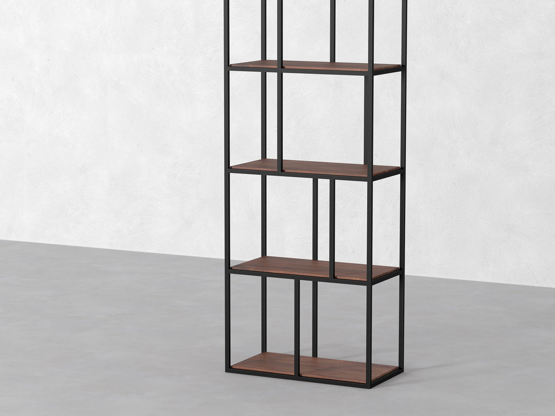 Bookshelf made of solid mango wood and carbon steel