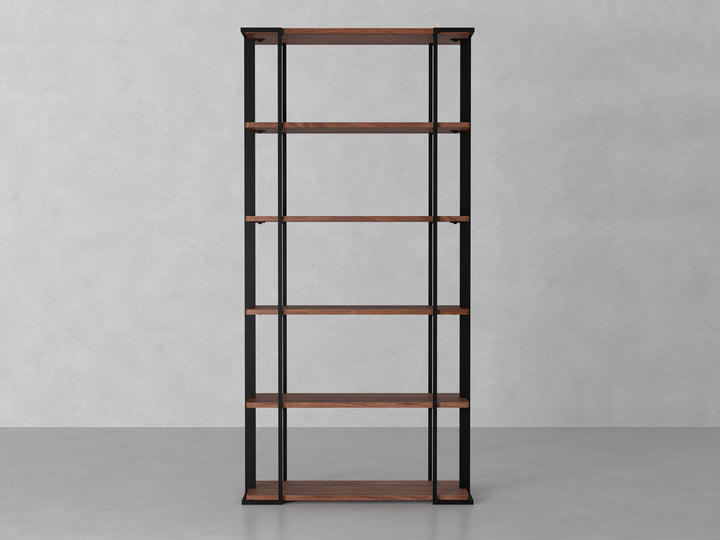 Bookshelf made of solid mango wood and carbon steel