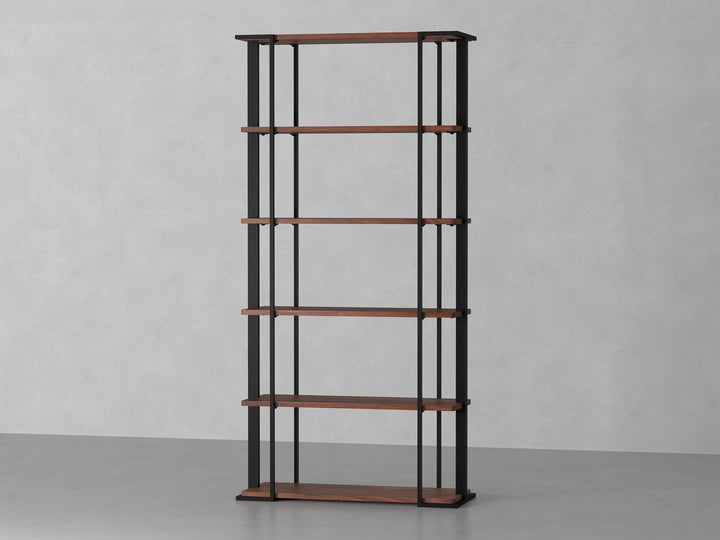 Bookshelf made of solid mango wood and carbon steel