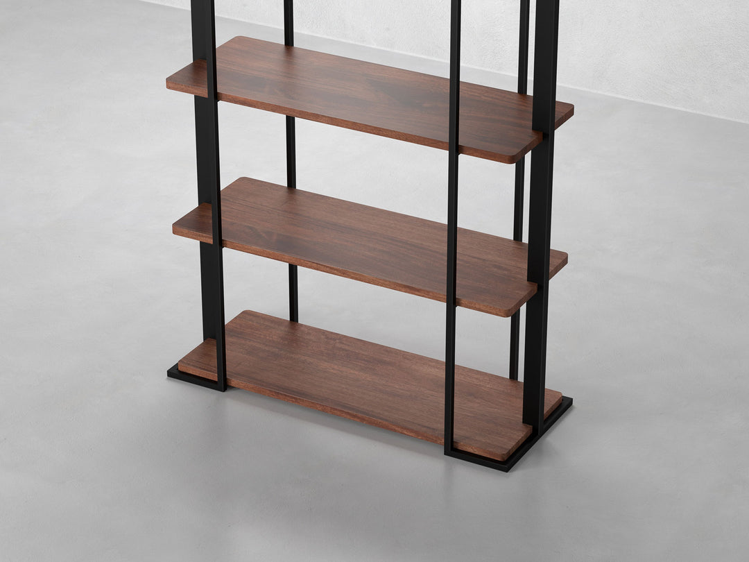 Bookshelf made of solid mango wood and carbon steel