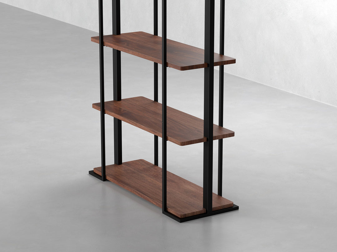 Bookshelf made of solid mango wood and carbon steel