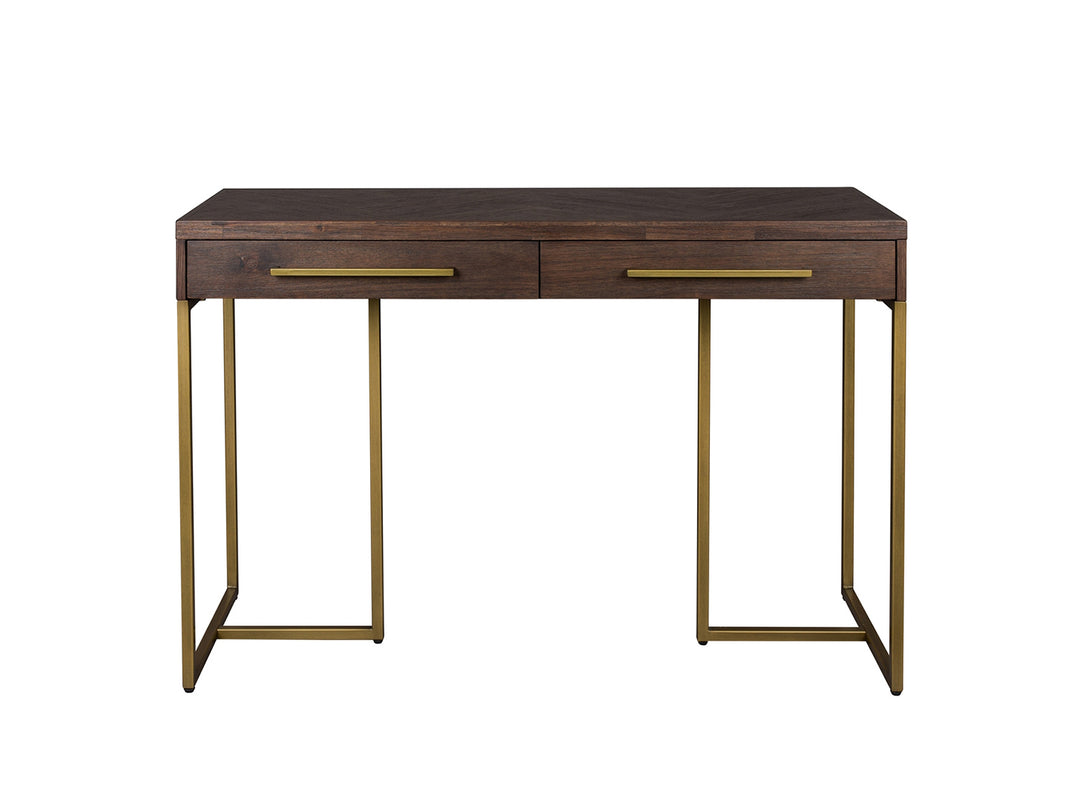 Console table with two drawers made of solid mango wood and carbon steel