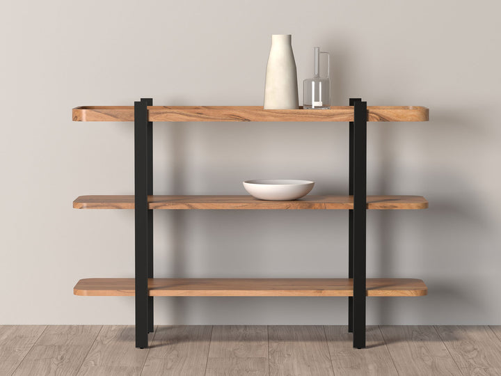 Console table made of solid acacia wood and carbon steel