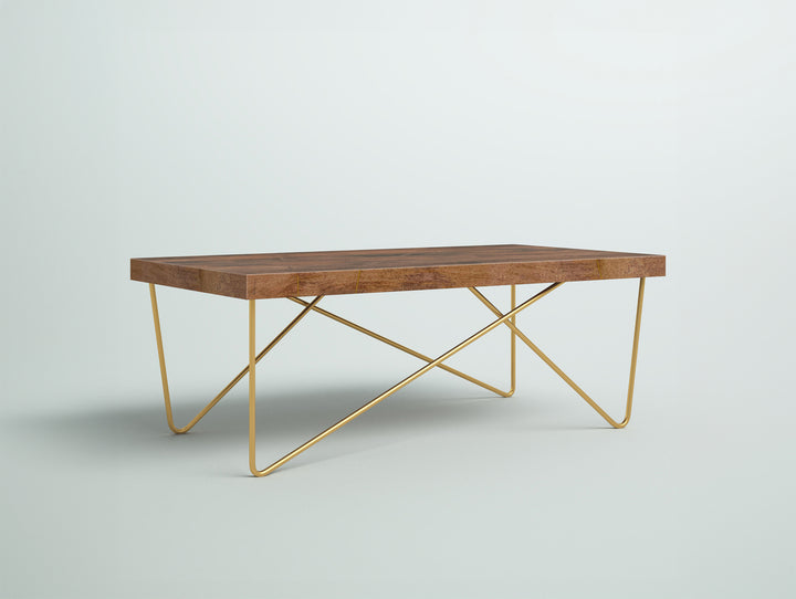 Coffee table made of solid mango wood and carbon steel