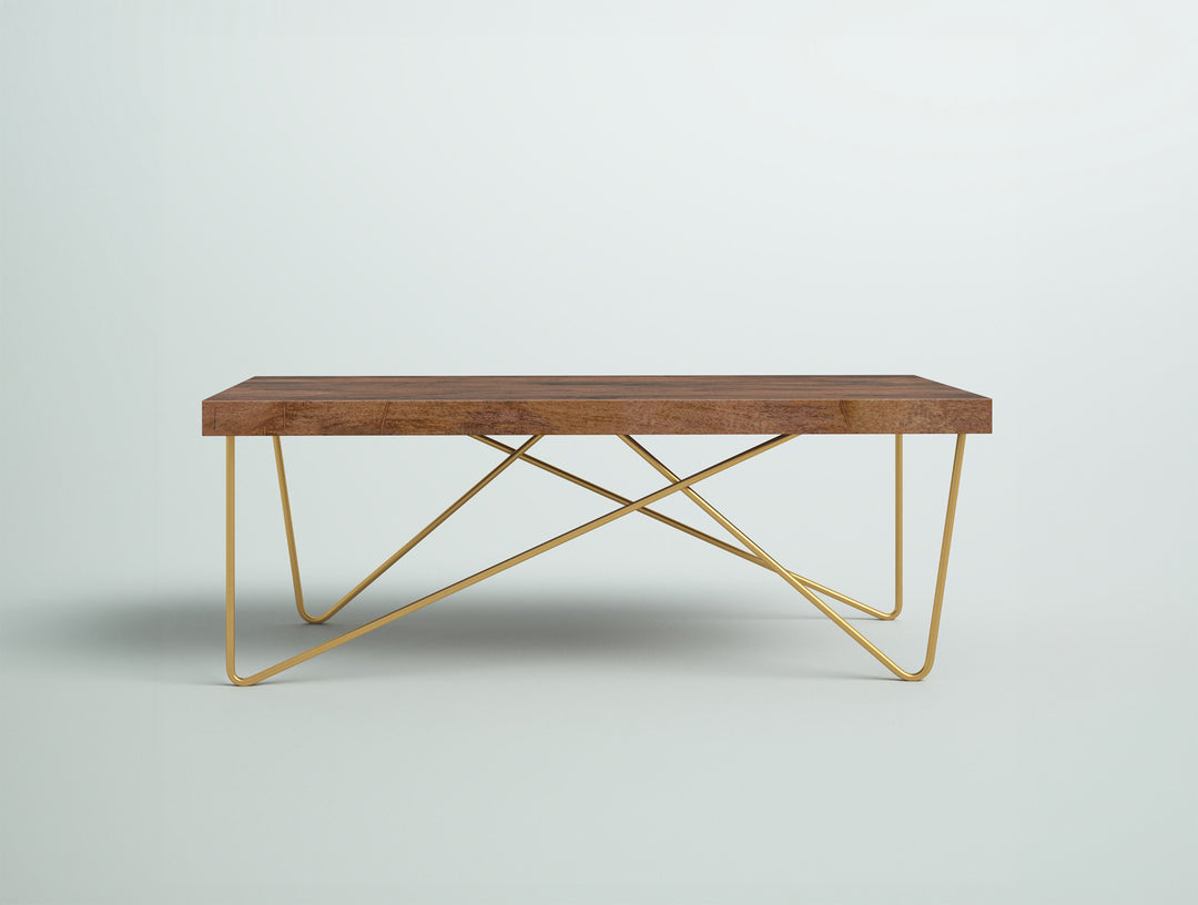 Coffee table made of solid mango wood and carbon steel