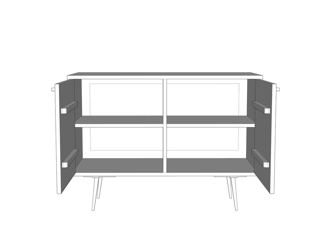 Sideboard with two doors made of solid acacia wood and carbon steel