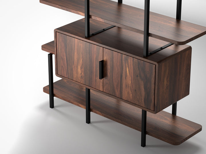 Sideboard, solid sheesham wood and steel, 2 doors