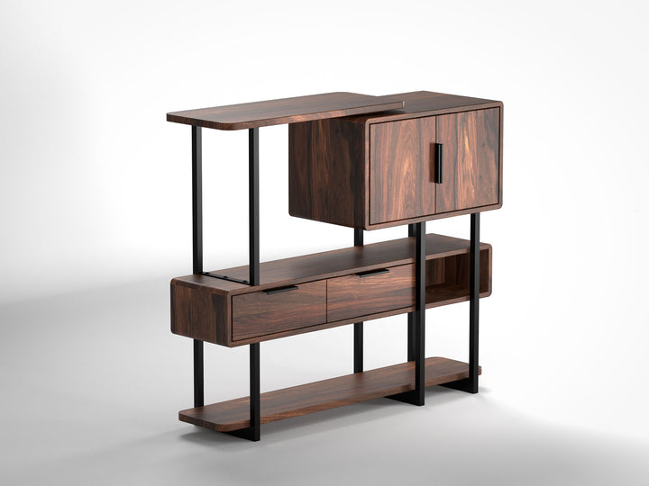 Sideboard, solid sheesham wood and steel, 2 doors and 2 drawers
