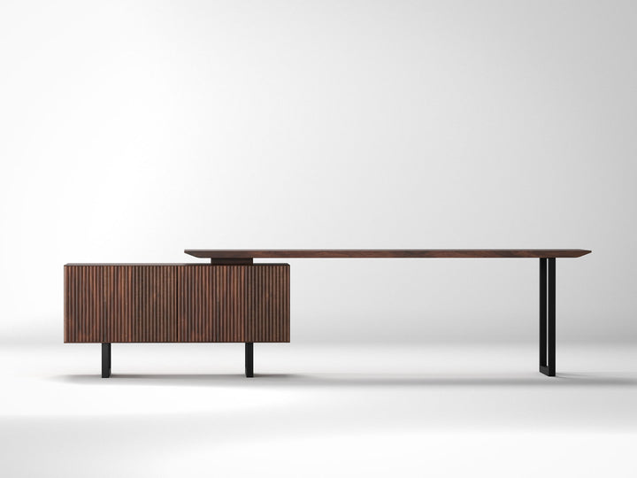 TV unit, solid sheesham wood and steel, 2 doors