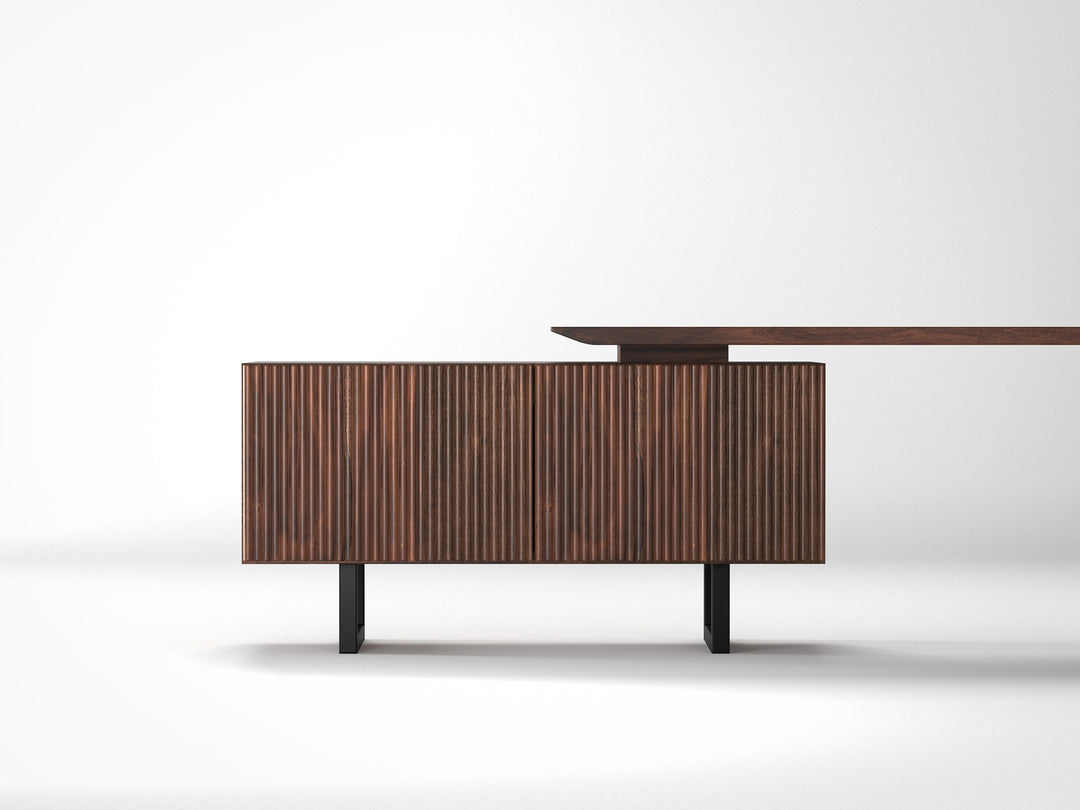 TV unit, solid sheesham wood and steel, 2 doors