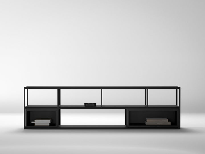 TV unit, solid acacia wood and steel