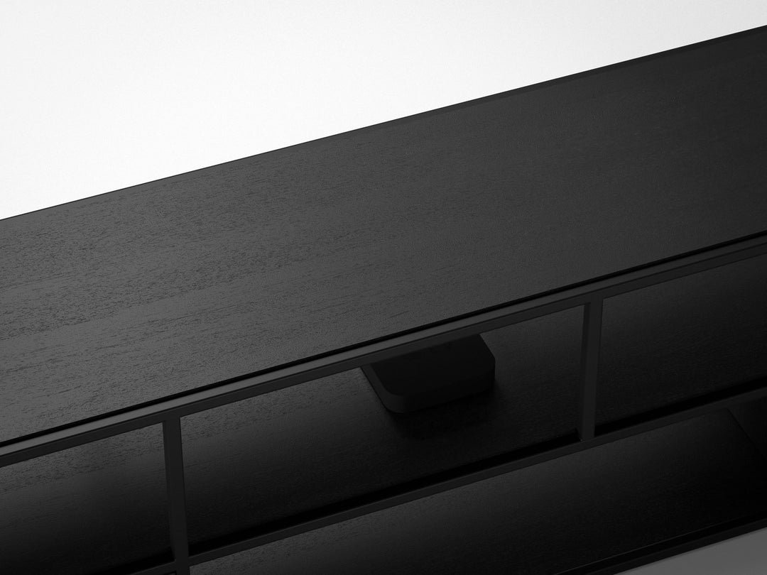 TV unit, solid acacia wood and steel