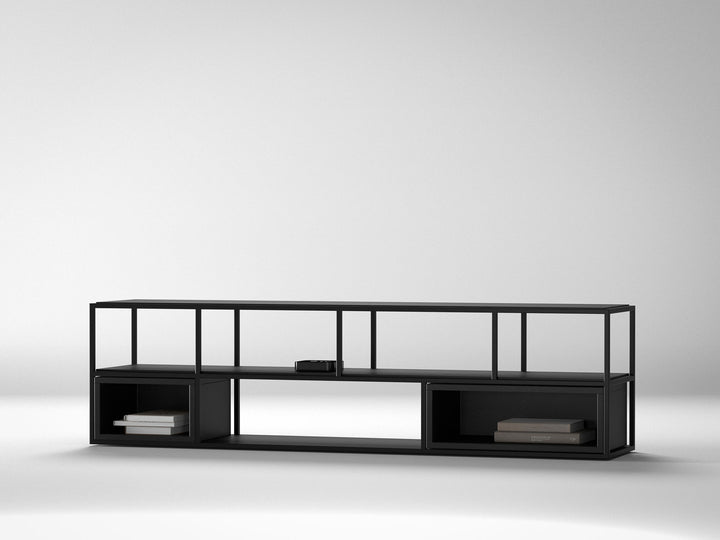 TV unit, solid acacia wood and steel