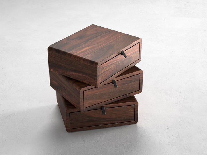 Bedside table, solid sheesham wood, 3 drawers