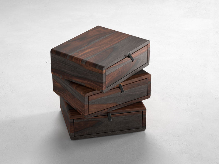 Bedside table, solid sheesham wood, 3 drawers