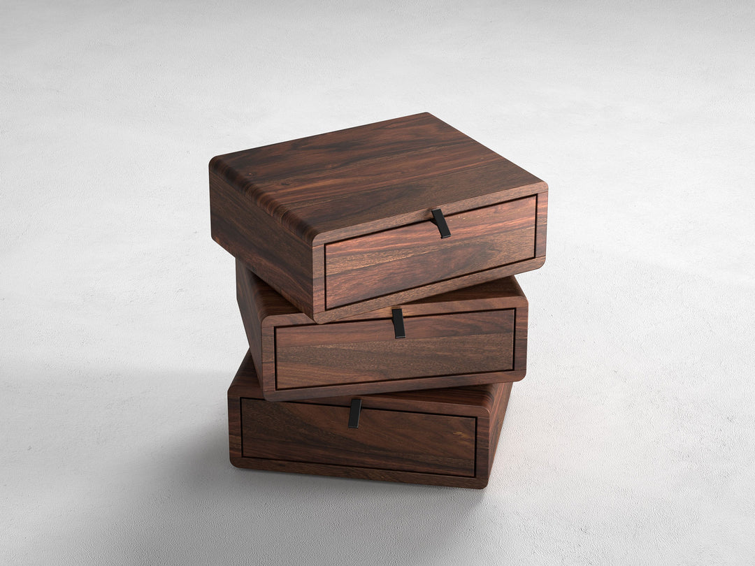 Bedside table, solid sheesham wood, 3 drawers